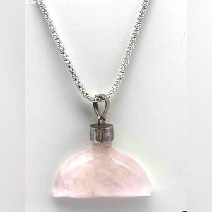 Extremely Rare Authentic Lavender Pink Jadeite Whale Tail On 925 Italy Chain